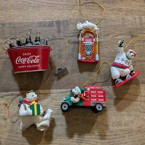 Coca Cola Holiday Ornament Set - Red, White, and Green